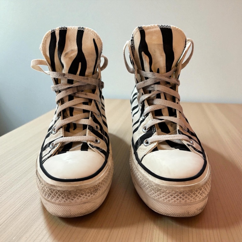 CUSTOM Converse Chuck Taylor Zebra Hi-Tops Women’s Size 8.5/Mens 6.5 - Picture 6 of 14
